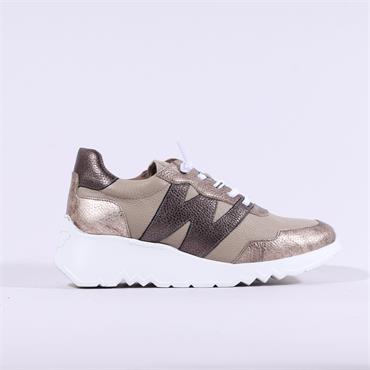 Wonders Kyoto Wedge Bungee Lace Trainer - Taupe Bronze